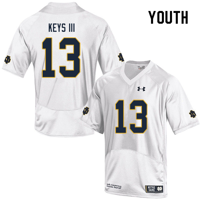 Youth NCAA Notre Dame Fighting Irish #13 Lawrence Keys III Stitched College Under Armour Authentic White Football Jersey DJ10W50TU